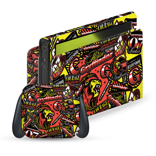 Harry Potter Graphics Gryffindor Pattern Vinyl Sticker Skin Decal Cover for Nintendo Switch OLED Bundle