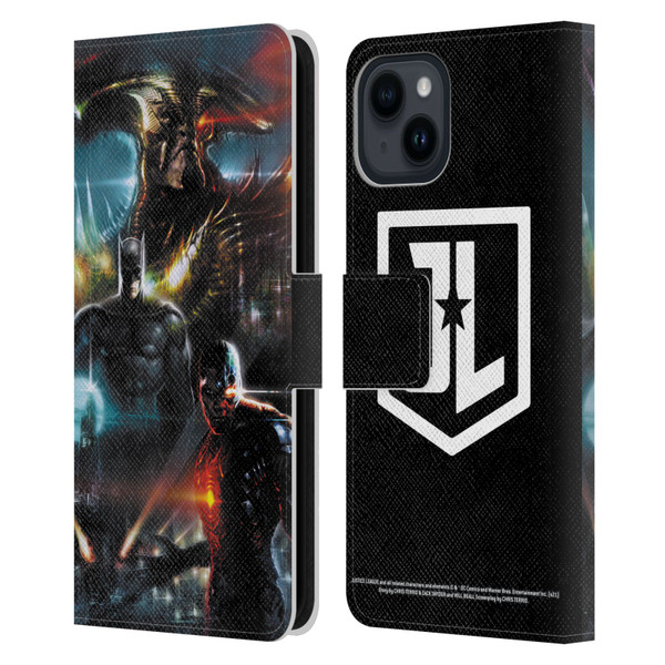 Zack Snyder's Justice League Snyder Cut Graphics Steppenwolf, Batman, Cyborg Leather Book Wallet Case Cover For Apple iPhone 15