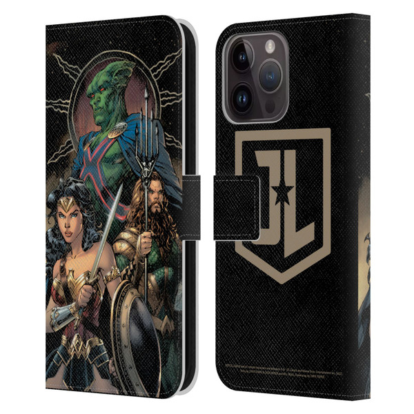 Zack Snyder's Justice League Snyder Cut Graphics Martian Manhunter Wonder Woman Leather Book Wallet Case Cover For Apple iPhone 15 Pro Max