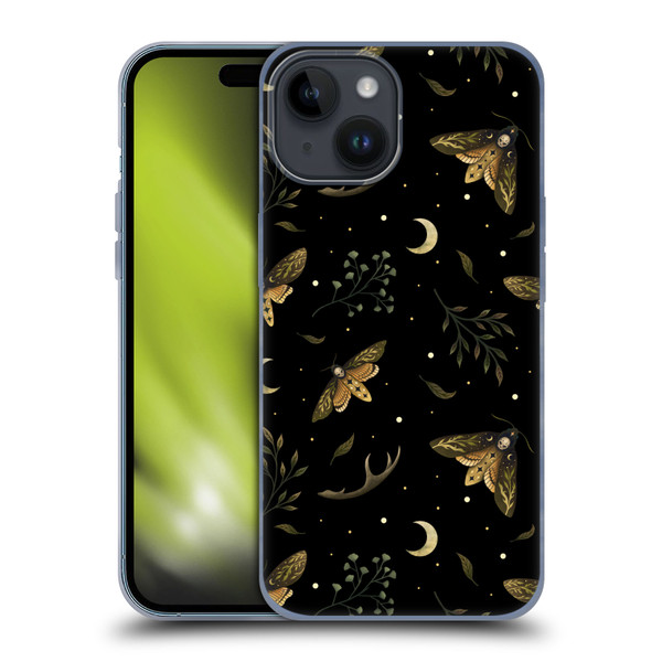Episodic Drawing Pattern Death Head Moth Soft Gel Case for Apple iPhone 15