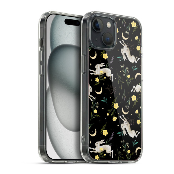 Episodic Drawing Pattern Bunny Night Soft Gel Case for Apple iPhone 15 Plus & MagSafe