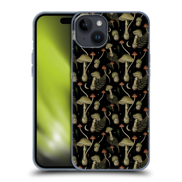 Episodic Drawing Pattern Death Cap Soft Gel Case for Apple iPhone 15 Plus