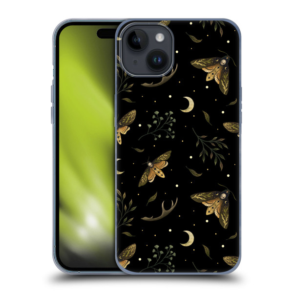 Episodic Drawing Pattern Death Head Moth Soft Gel Case for Apple iPhone 15 Plus