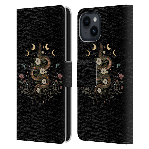 Episodic Drawing Illustration Animals Serpent Spell Leather Book Wallet Case Cover For Apple iPhone 15
