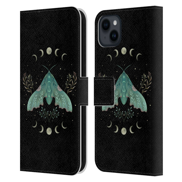 Episodic Drawing Illustration Animals Luna And Moth Leather Book Wallet Case Cover For Apple iPhone 15 Plus