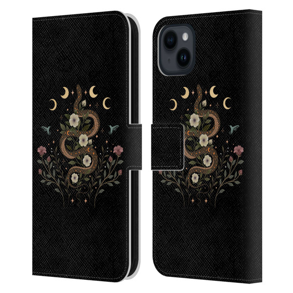 Episodic Drawing Illustration Animals Serpent Spell Leather Book Wallet Case Cover For Apple iPhone 15 Plus