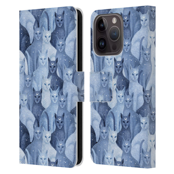 Episodic Drawing Pattern Cats Leather Book Wallet Case Cover For Apple iPhone 15 Pro