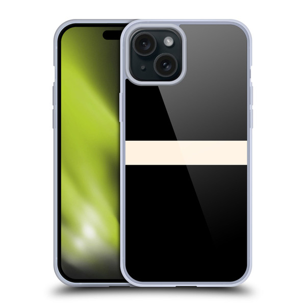 Kierkegaard Design Studio Art Stripe Minimalist Black Cream Soft Gel Case for Apple iPhone 15 Plus