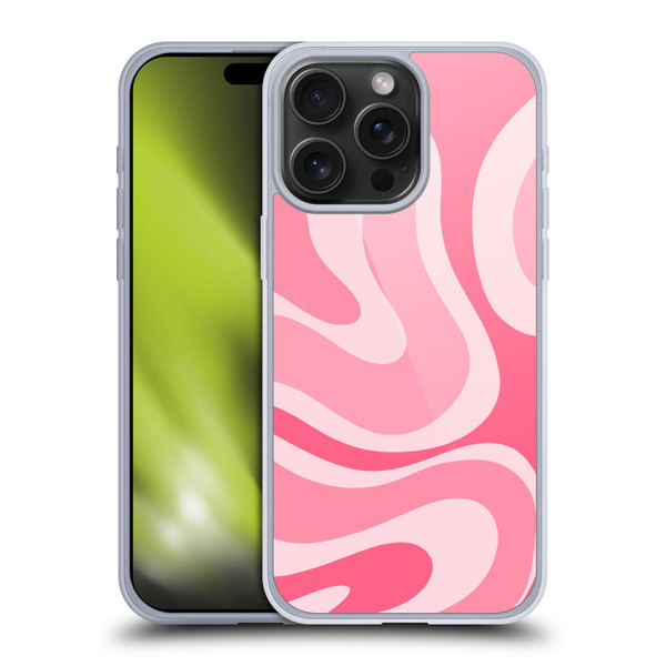 Kierkegaard Design Studio Art Modern Liquid Swirl Candy Pink Soft Gel Case for Apple iPhone 15 Pro Max