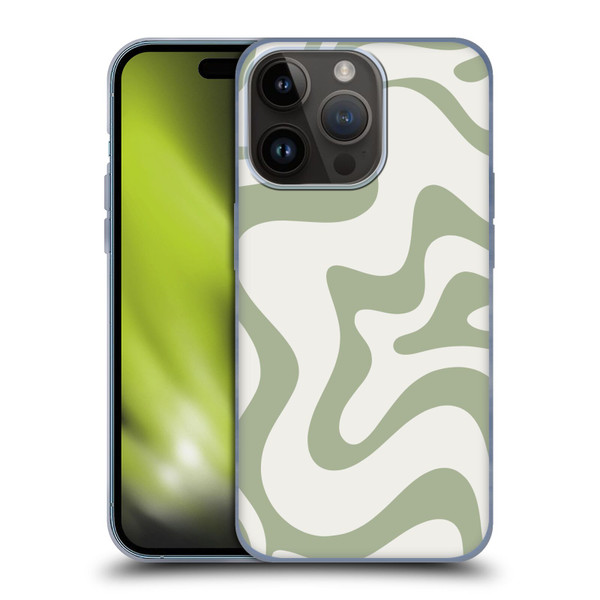 Kierkegaard Design Studio Art Retro Liquid Swirl Sage Green Soft Gel Case for Apple iPhone 15 Pro