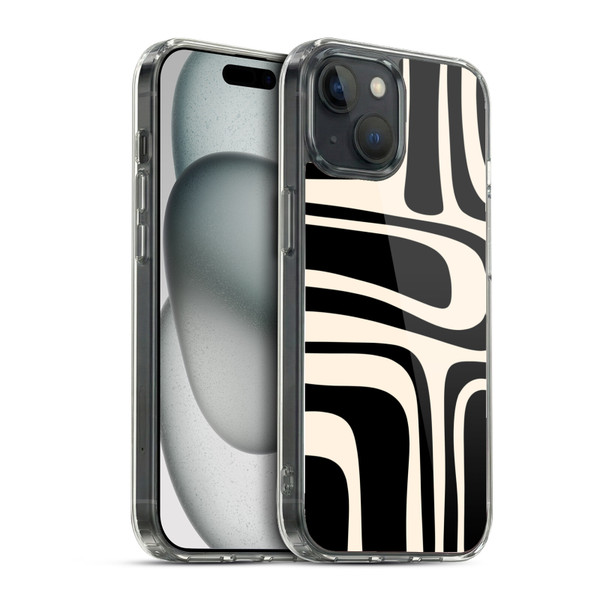 Kierkegaard Design Studio Retro Abstract Patterns Palm Springs Black Cream Soft Gel Case for Apple iPhone 15 & MagSafe
