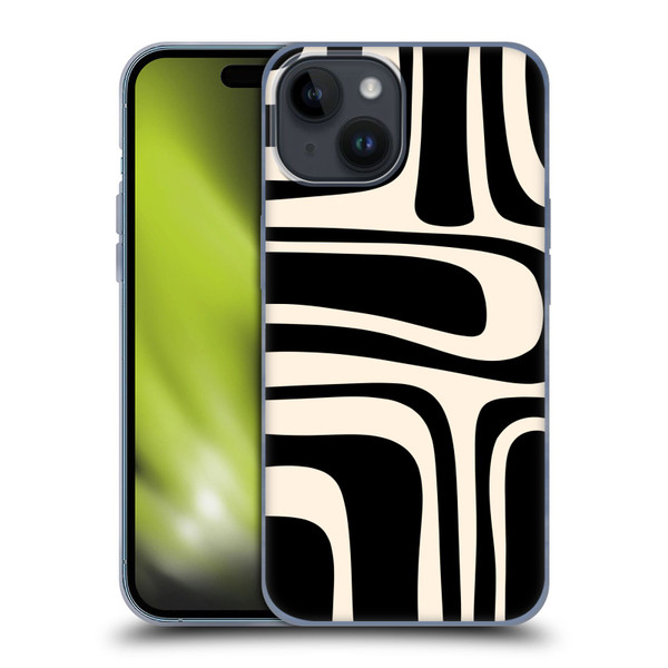 Kierkegaard Design Studio Retro Abstract Patterns Palm Springs Black Cream Soft Gel Case for Apple iPhone 15
