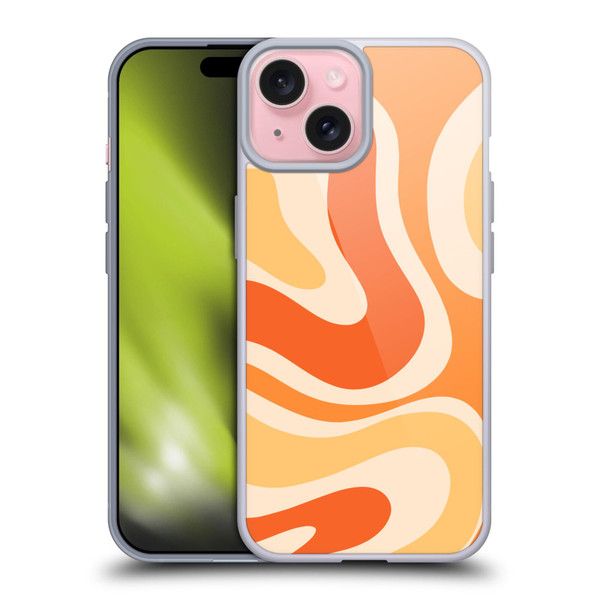 Kierkegaard Design Studio Retro Abstract Patterns Modern Orange Tangerine Swirl Soft Gel Case for Apple iPhone 15