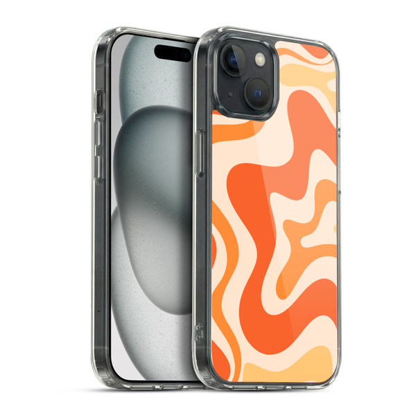 Kierkegaard Design Studio Retro Abstract Patterns Tangerine Orange Tone Soft Gel Case for Apple iPhone 15 Plus & MagSafe