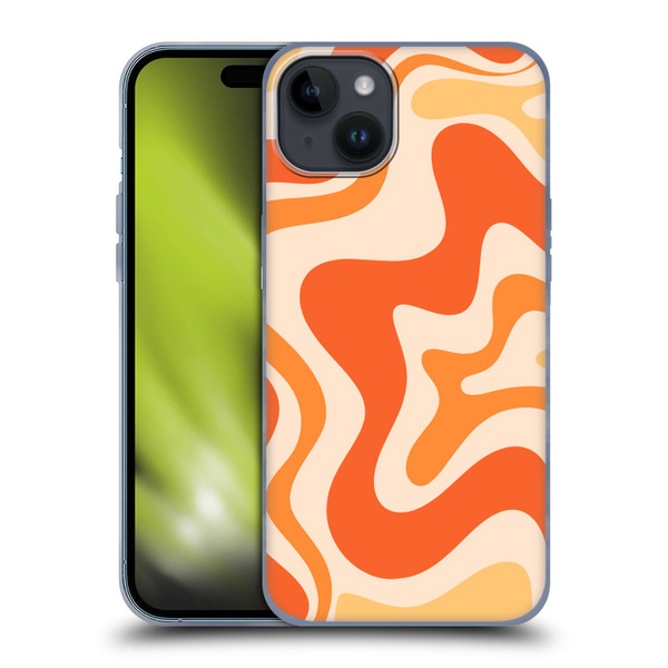 Kierkegaard Design Studio Retro Abstract Patterns Tangerine Orange Tone Soft Gel Case for Apple iPhone 15 Plus