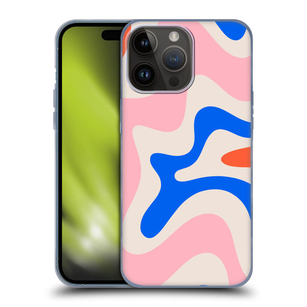 Kierkegaard Design Studio Retro Abstract Patterns Pink Blue Orange Swirl Soft Gel Case for Apple iPhone 15 Pro Max