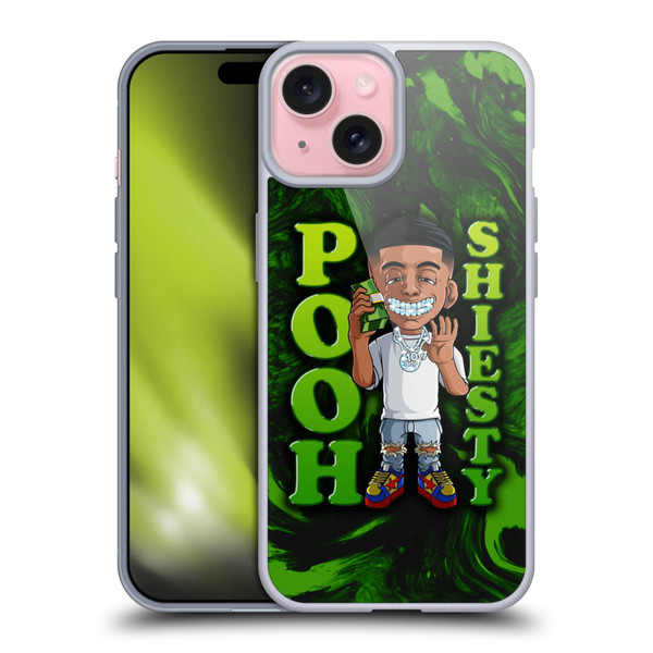 Pooh Shiesty Graphics Green Soft Gel Case for Apple iPhone 15