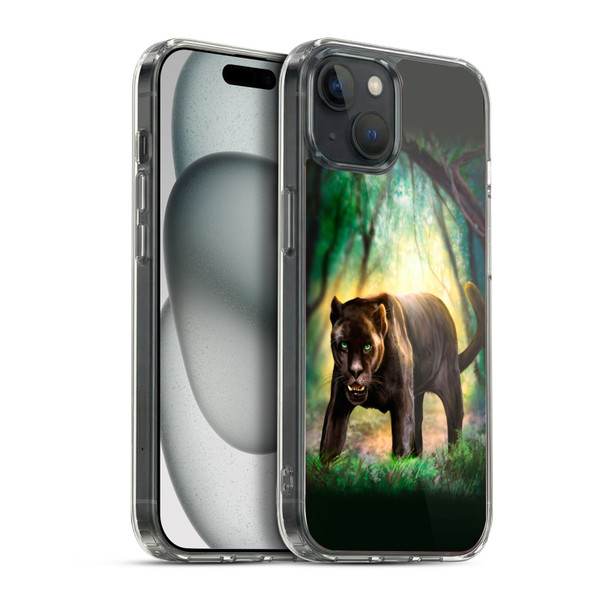Anthony Christou Fantasy Art Black Panther Soft Gel Case for Apple iPhone 15 Plus & MagSafe
