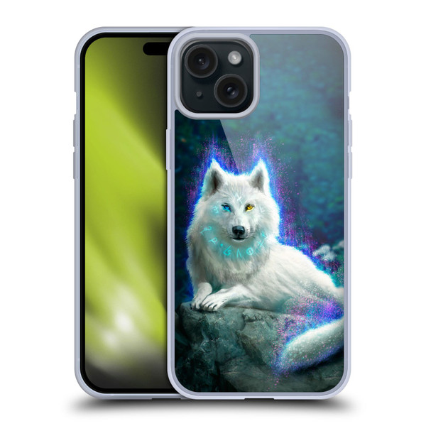 Anthony Christou Fantasy Art White Wolf Soft Gel Case for Apple iPhone 15 Plus