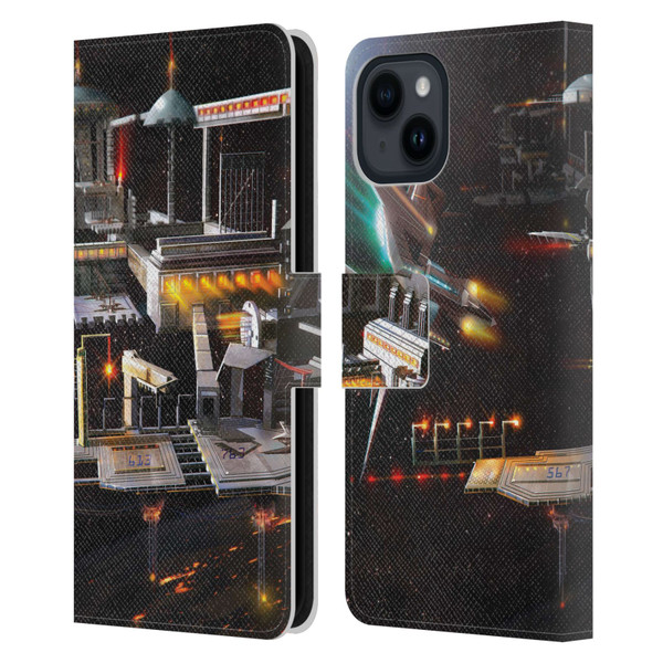 Anthony Christou Art Space Station Leather Book Wallet Case Cover For Apple iPhone 15