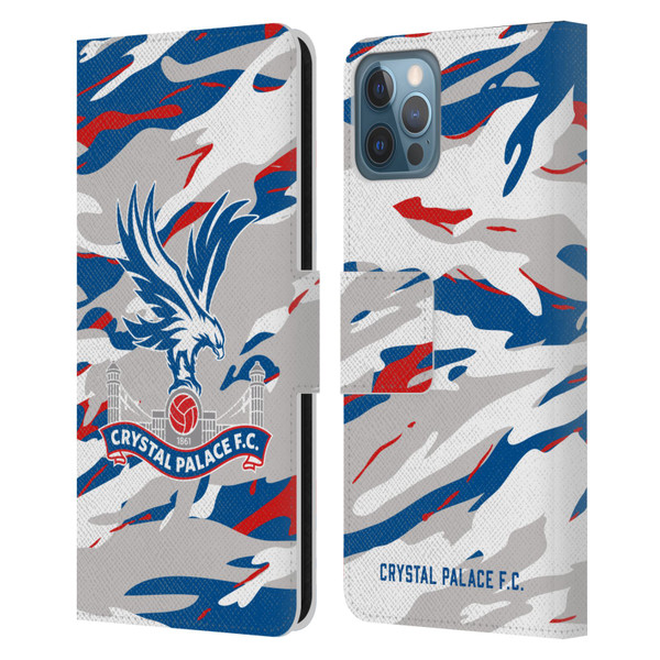 Crystal Palace FC Crest Camouflage Leather Book Wallet Case Cover For Apple iPhone 12 / iPhone 12 Pro