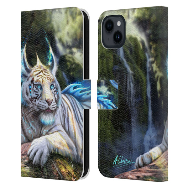 Anthony Christou Art Water Tiger Leather Book Wallet Case Cover For Apple iPhone 15 Plus