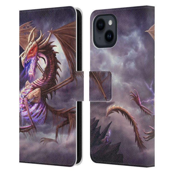 Anthony Christou Fantasy Art Bone Dragon Leather Book Wallet Case Cover For Apple iPhone 15