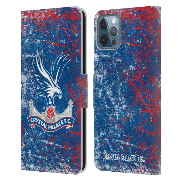 Crystal Palace FC Crest Distressed Leather Book Wallet Case Cover For Apple iPhone 12 / iPhone 12 Pro