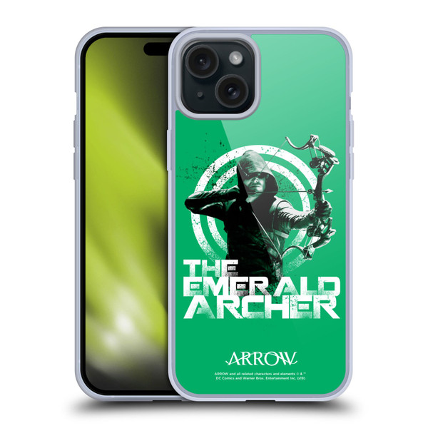Arrow TV Series Graphics The Emerald Archer Soft Gel Case for Apple iPhone 15 Plus