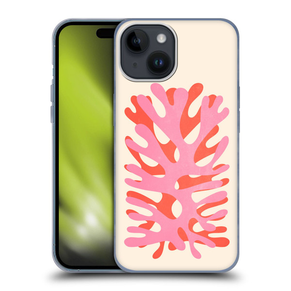 Ayeyokp Plant Pattern Two Coral Soft Gel Case for Apple iPhone 15