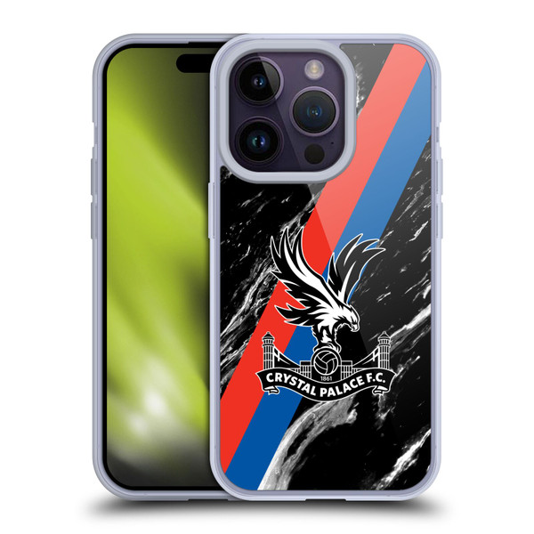 Crystal Palace FC Crest Black Marble Soft Gel Case for Apple iPhone 14 Pro