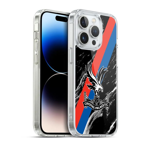 Crystal Palace FC Crest Black Marble Soft Gel Case for Apple iPhone 14 Pro & MagSafe