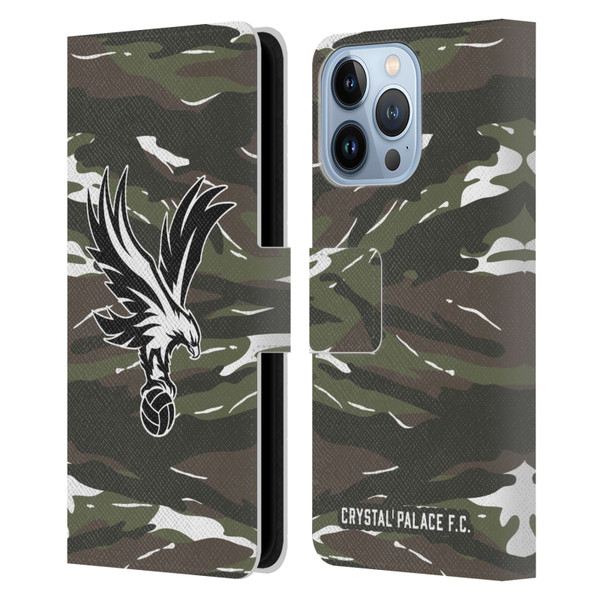 Crystal Palace FC Crest Woodland Camouflage Leather Book Wallet Case Cover For Apple iPhone 13 Pro