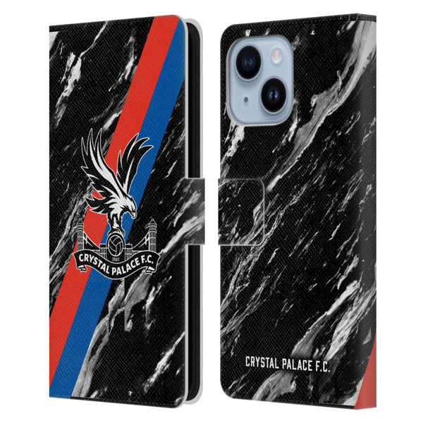 Crystal Palace FC Crest Black Marble Leather Book Wallet Case Cover For Apple iPhone 14 Plus