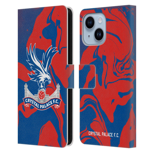 Crystal Palace FC Crest Red And Blue Marble Leather Book Wallet Case Cover For Apple iPhone 14 Plus