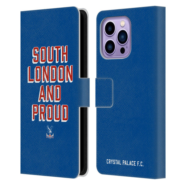 Crystal Palace FC Crest South London And Proud Leather Book Wallet Case Cover For Apple iPhone 14 Pro Max