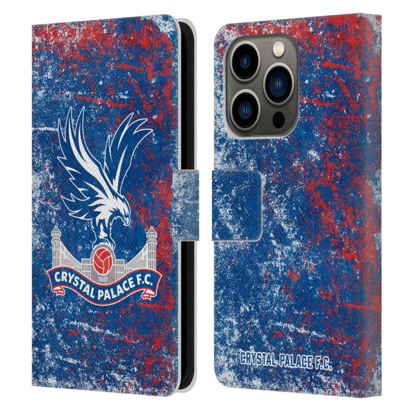 Crystal Palace FC Crest Distressed Leather Book Wallet Case Cover For Apple iPhone 14 Pro