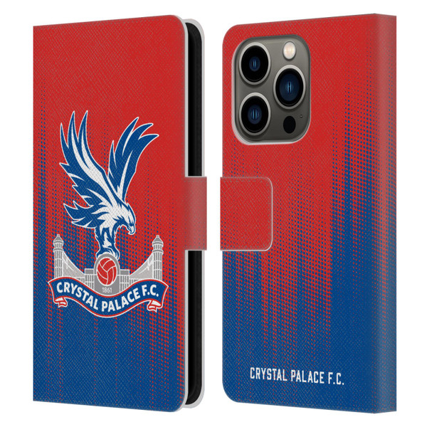 Crystal Palace FC Crest Halftone Leather Book Wallet Case Cover For Apple iPhone 14 Pro