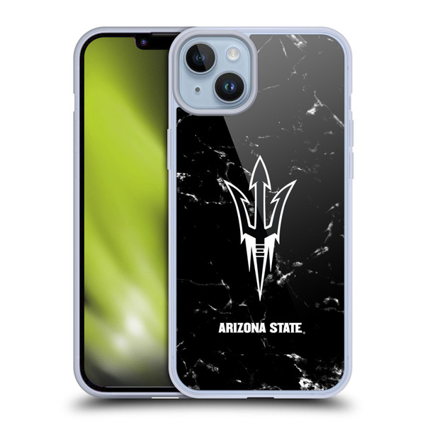 Arizona State University ASU Arizona State University Black And White Marble Soft Gel Case for Apple iPhone 14 Plus