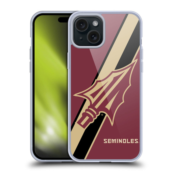 Florida State University FSU Florida State University Stripes Soft Gel Case for Apple iPhone 15 Plus