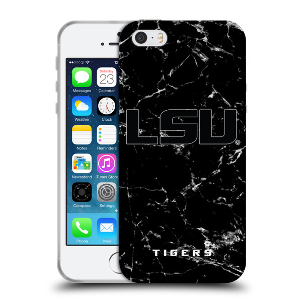 Louisiana State University LSU Louisiana State University Black And White Marble Soft Gel Case for Apple iPhone 5 / 5s / iPhone SE 2016