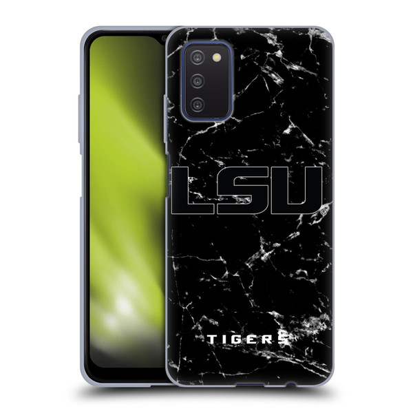 Louisiana State University LSU Louisiana State University Black And White Marble Soft Gel Case for Samsung Galaxy A03s (2021)