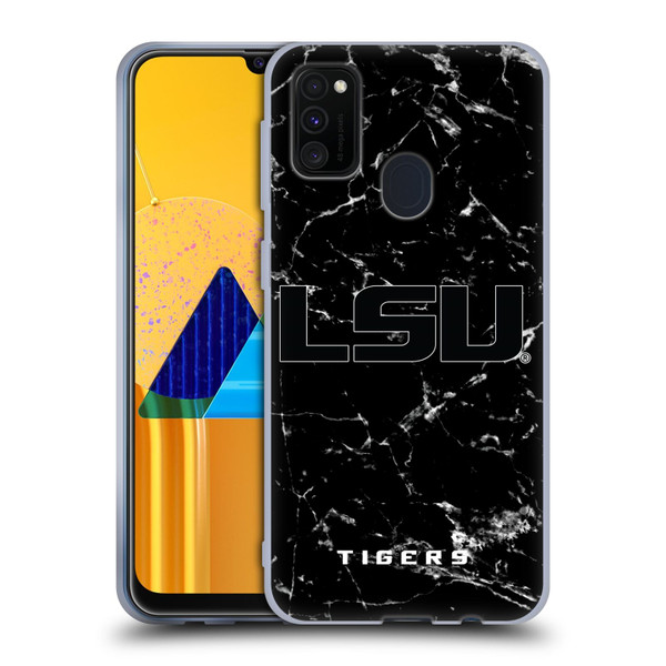 Louisiana State University LSU Louisiana State University Black And White Marble Soft Gel Case for Samsung Galaxy M30s (2019)/M21 (2020)