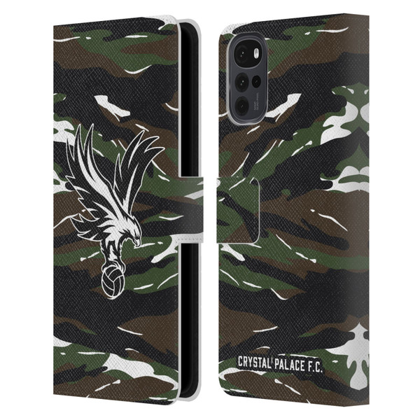 Crystal Palace FC Crest Woodland Camouflage Leather Book Wallet Case Cover For Motorola Moto G22