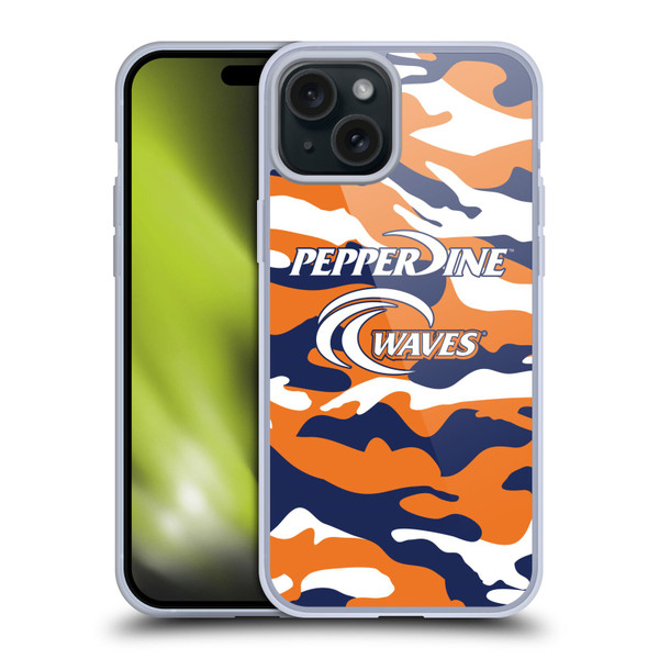 Pepperdine University Pepperdine University Art Camou Soft Gel Case for Apple iPhone 15 Plus