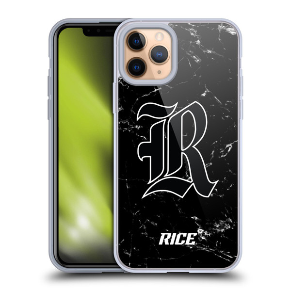 Rice University Rice University Black And White Marble Soft Gel Case for Apple iPhone 11 Pro
