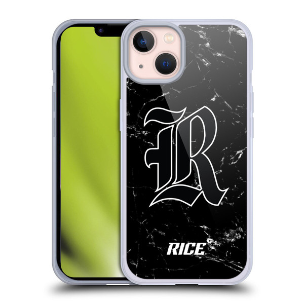 Rice University Rice University Black And White Marble Soft Gel Case for Apple iPhone 13