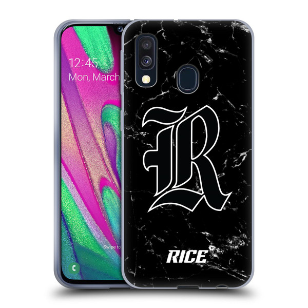 Rice University Rice University Black And White Marble Soft Gel Case for Samsung Galaxy A40 (2019)