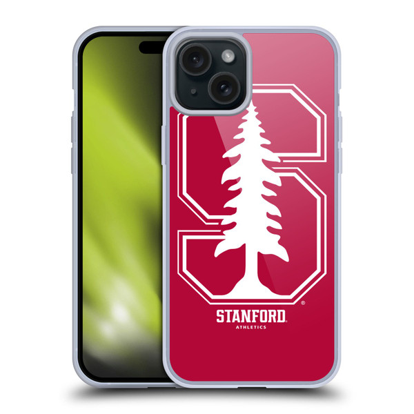 Stanford University The Farm Stanford University Oversized Icon Soft Gel Case for Apple iPhone 15 Plus