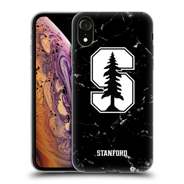 Stanford University The Farm Stanford University Black And White Marble Soft Gel Case for Apple iPhone XR